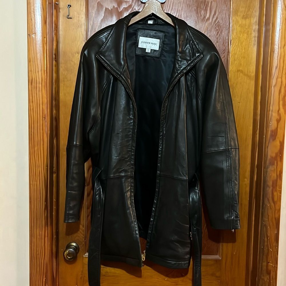 Vintage Andrew Marc Black Leather Jacket Men's Large